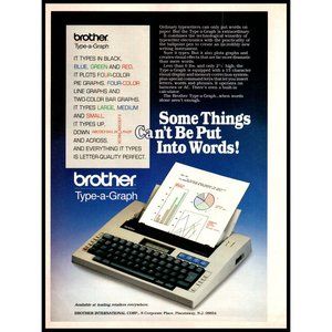 1984 Brother Type a Graph Typewriter Vintage Print Ad 80s High Tech Wall Art